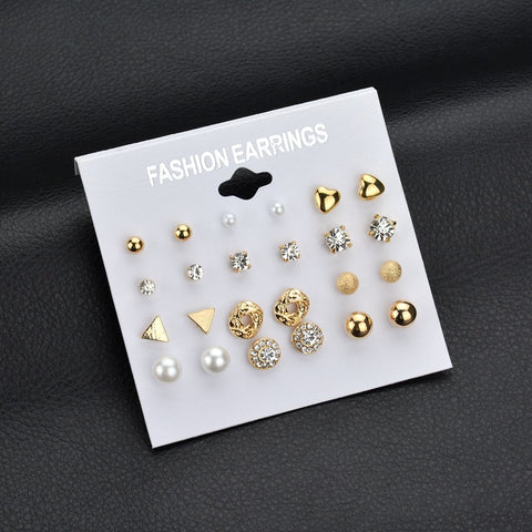 12 pair/set Heart Stud Earring