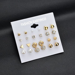 12 pair/set Heart Stud Earring