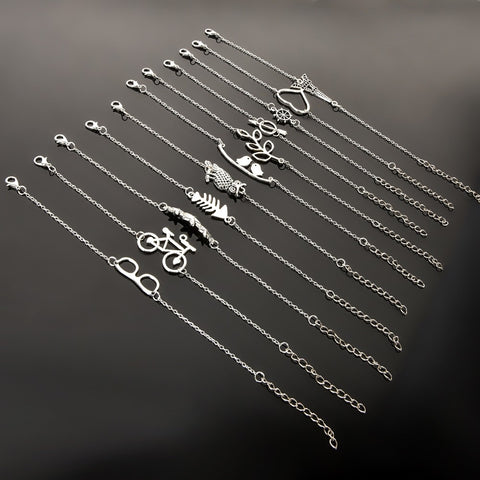 Unisex Silver Plated Simple Style Charm Bracelet