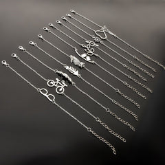 Unisex Silver Plated Simple Style Charm Bracelet